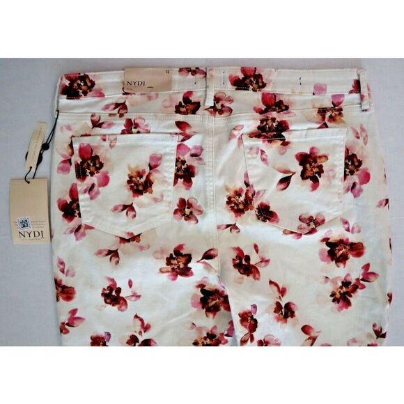 NYDJ Womens Sz 12 Bonnieux Floral-Print Sheri Slim Released-Hem Ankle Jeans $119 - Picture 7 of 10